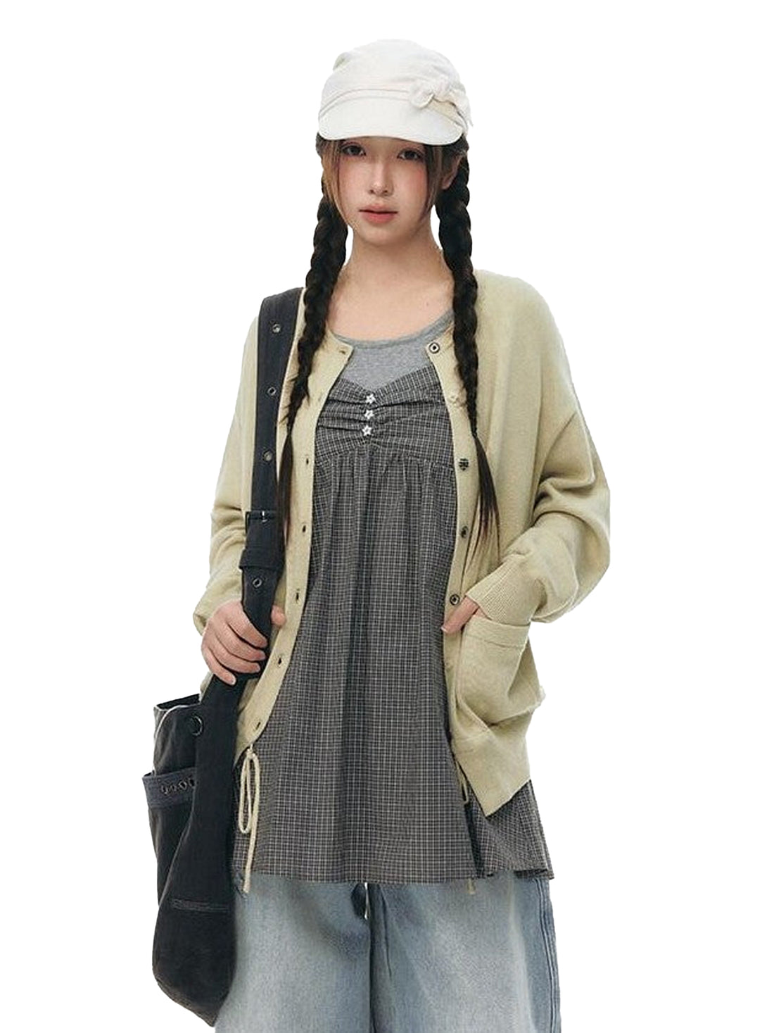 NAPSNAPS Cropped Drawstring Relaxed Knit Women&