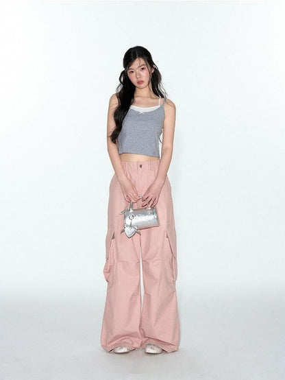 NAPSNAPS Cropped Lace Trim Faux Two Piece Spliced Slim Fit Women&