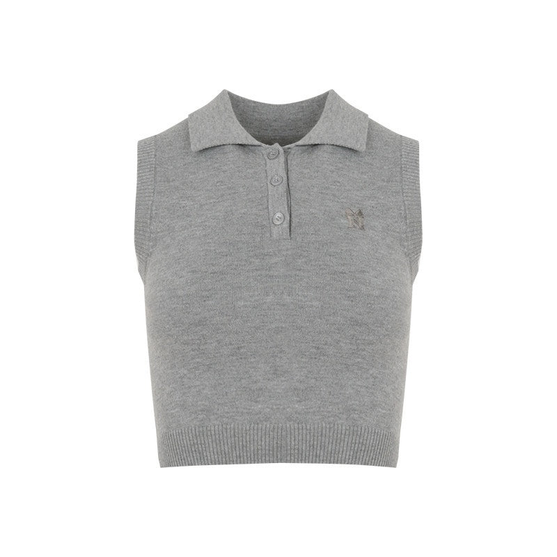 NAPSNAPS_Cropped_Round_Neck_Buttoned_Polo_Knit_Women&
