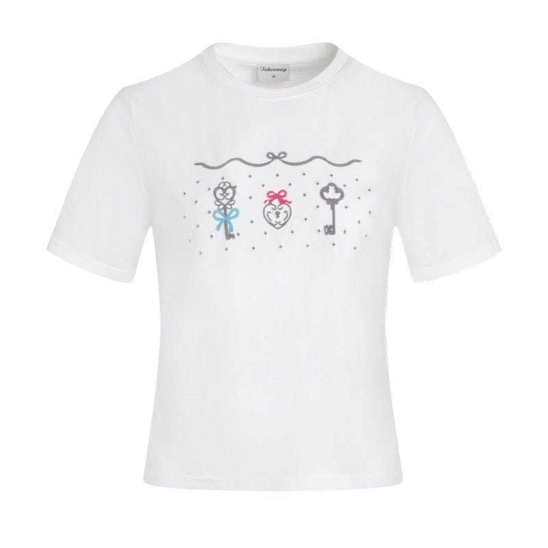 NAPSNAPS_Cute_Embroidered_Key_Print_Slim_Fit_Women&