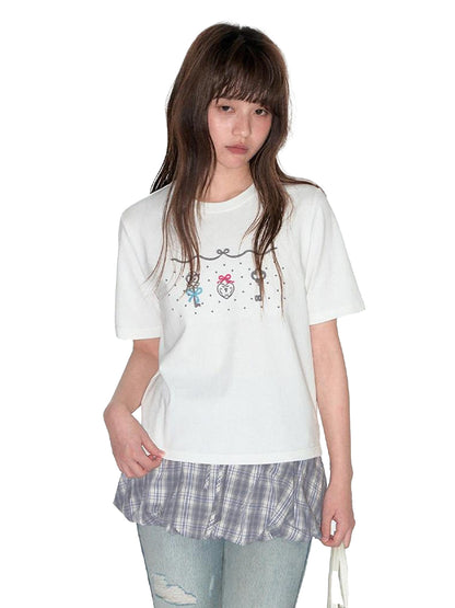 NAPSNAPS Cute Embroidered Key Print Slim Fit Women&