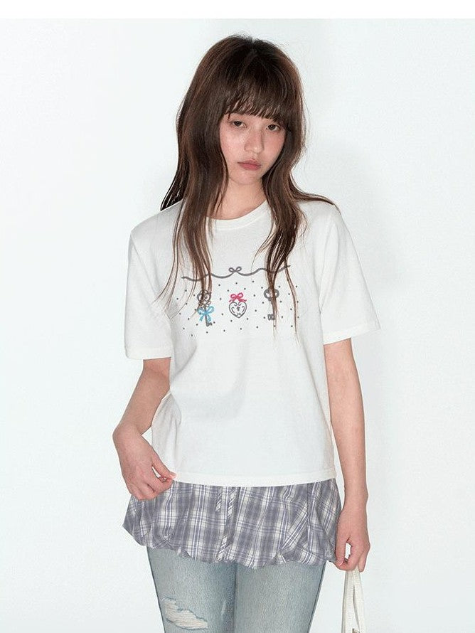 NAPSNAPS Cute Embroidered Key Print Slim Fit Women&