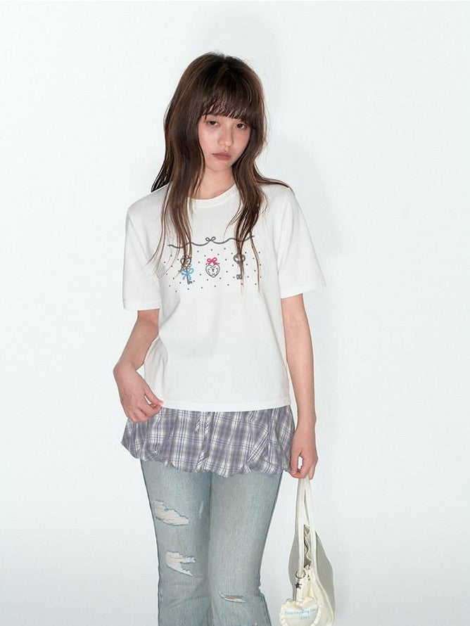NAPSNAPS Cute Embroidered Key Print Slim Fit Women&