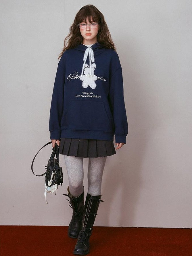 NAPSNAPS Cute Rabbit Applique Fleece Kangaroo Pocket Women&