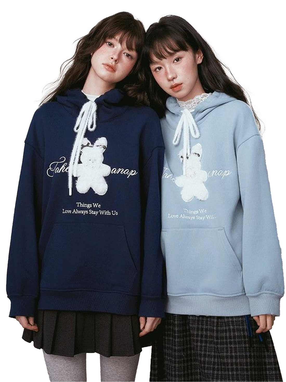 NAPSNAPS Cute Rabbit Applique Fleece Kangaroo Pocket Women&