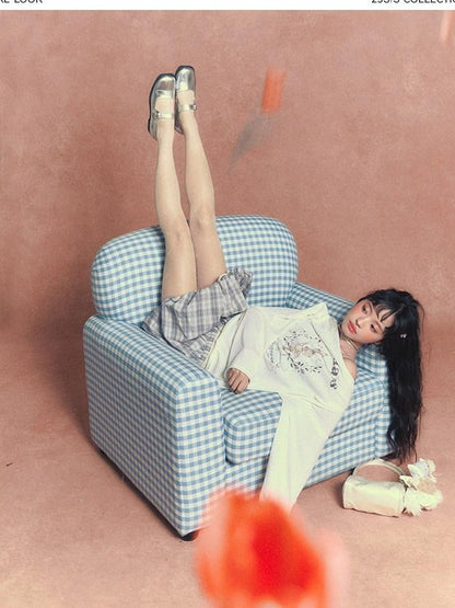 NAPSNAPS Cute Rabbit Print Loose Crewneck Women&