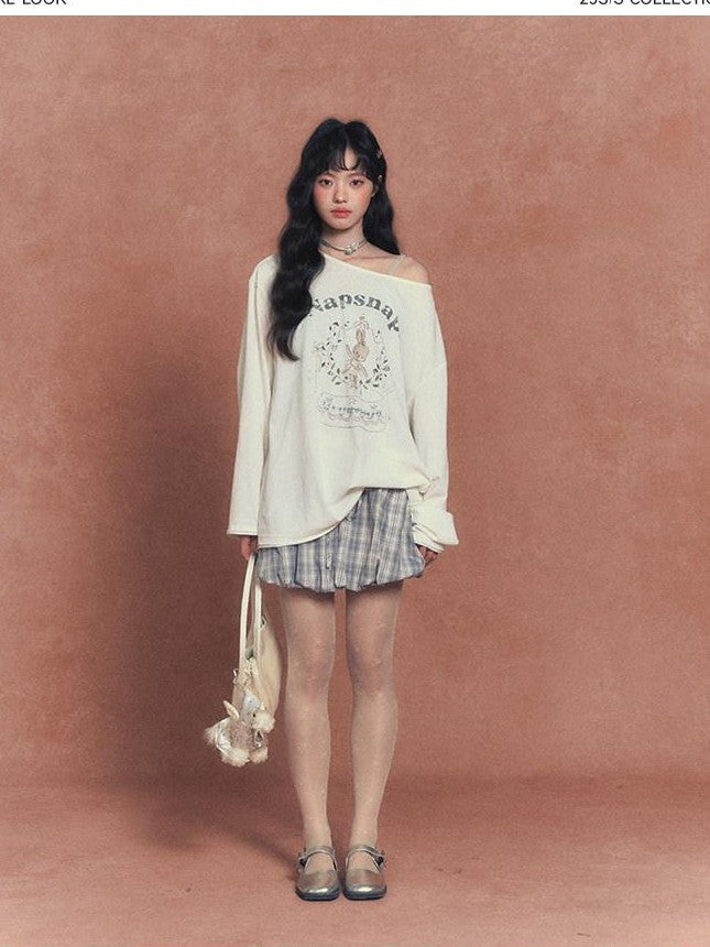 NAPSNAPS Cute Rabbit Print Loose Crewneck Women&