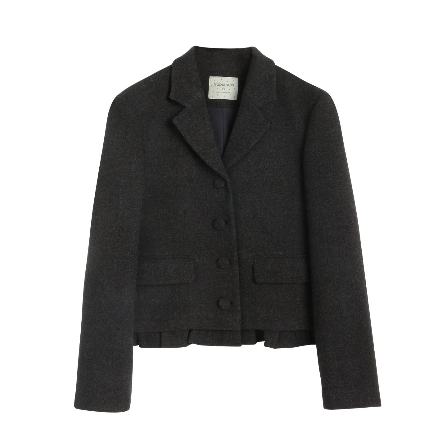 NAPSNAPS_Dark_Gray_Ruffle_Hem_Patchwork_College_Women&