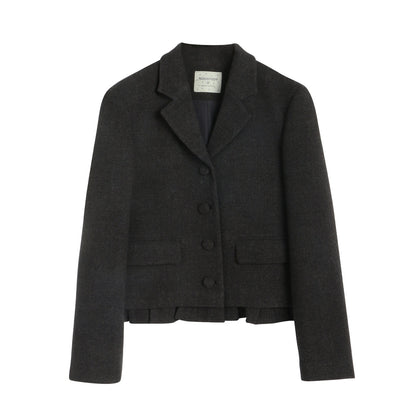 NAPSNAPS_Dark_Gray_Ruffle_Hem_Patchwork_College_Women&