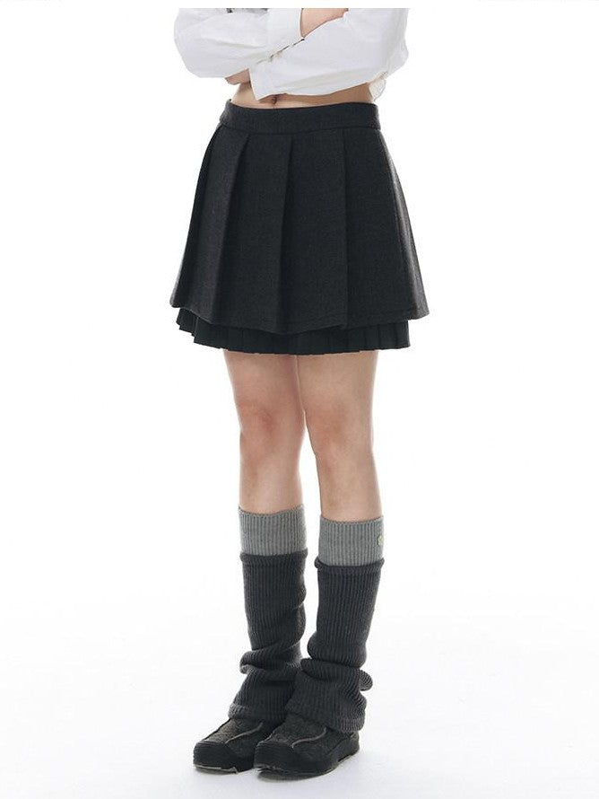 NAPSNAPS Dark Gray Ruffle Hem Patchwork College Women&