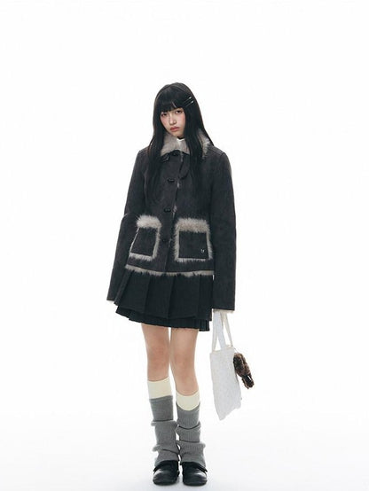 NAPSNAPS Dark Gray Ruffle Splice Double Layer Women&