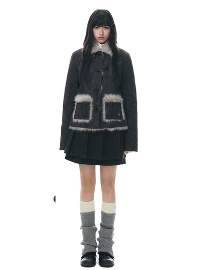 NAPSNAPS Dark Gray Ruffle Splice Double Layer Women&