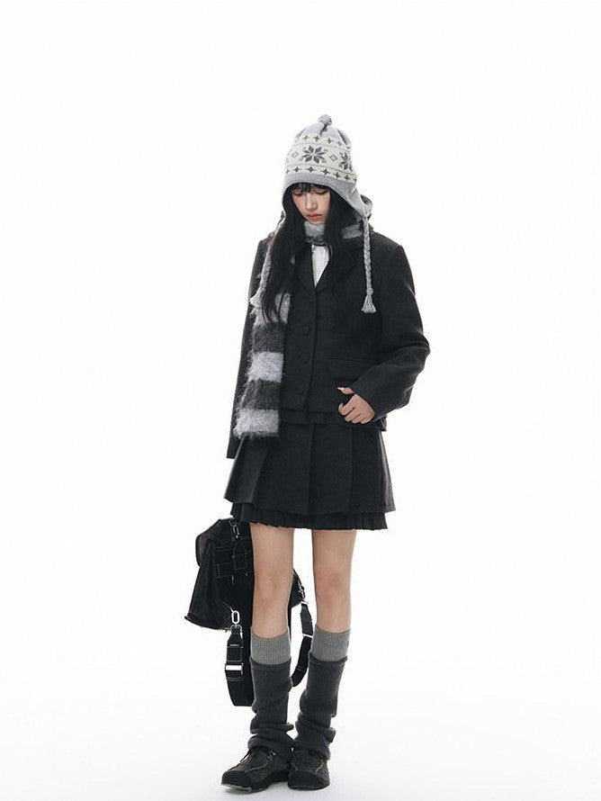 NAPSNAPS Dark Gray Ruffle Splice Double Layer Women&