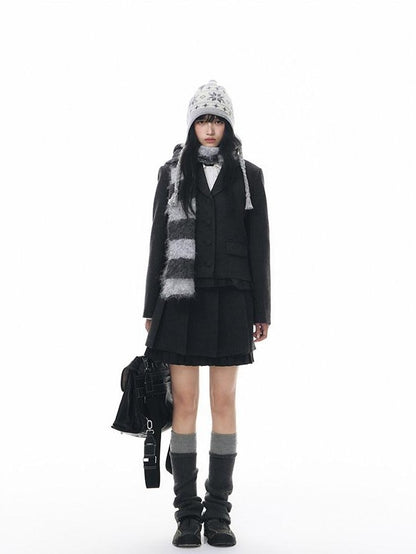 NAPSNAPS Dark Gray Ruffle Splice Double Layer Women&