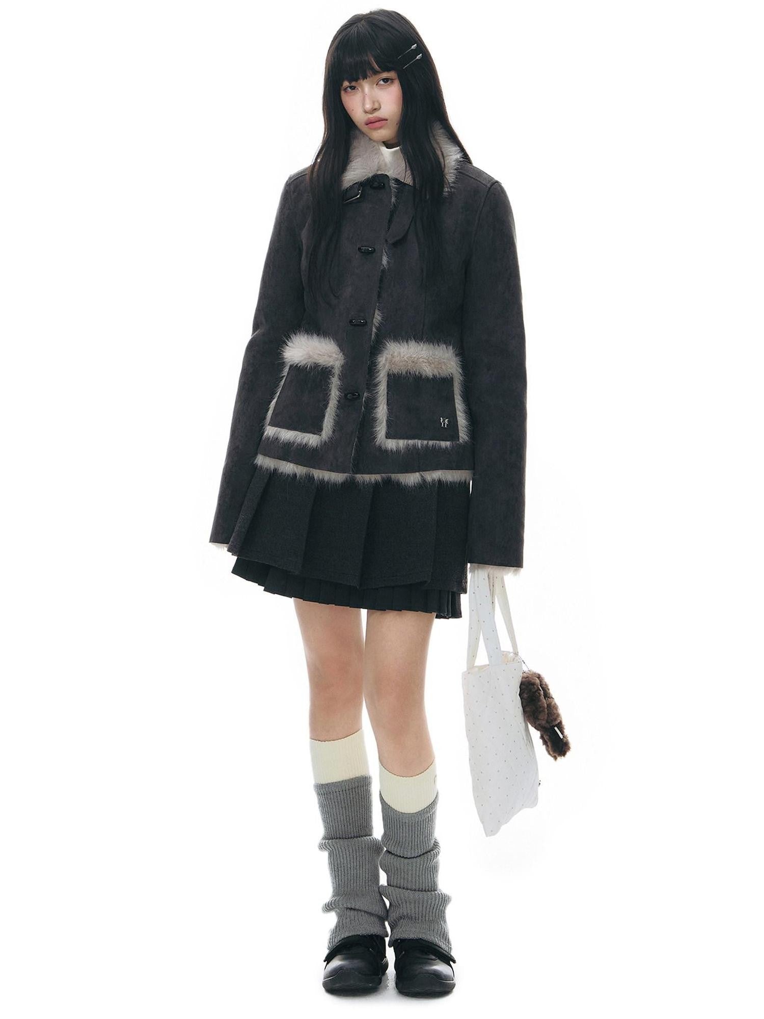 NAPSNAPS Dark Gray Ruffle Splice Double Layer Women&
