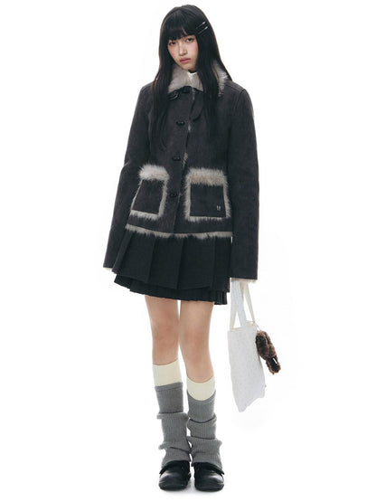NAPSNAPS Dark Gray Ruffle Splice Double Layer Women&