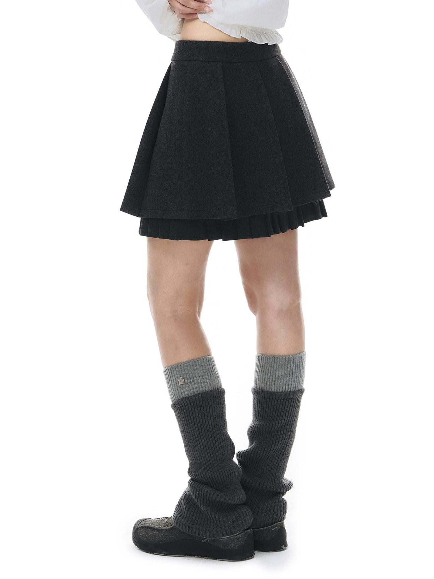 NAPSNAPS Dark Gray Ruffle Splice Double Layer Women&