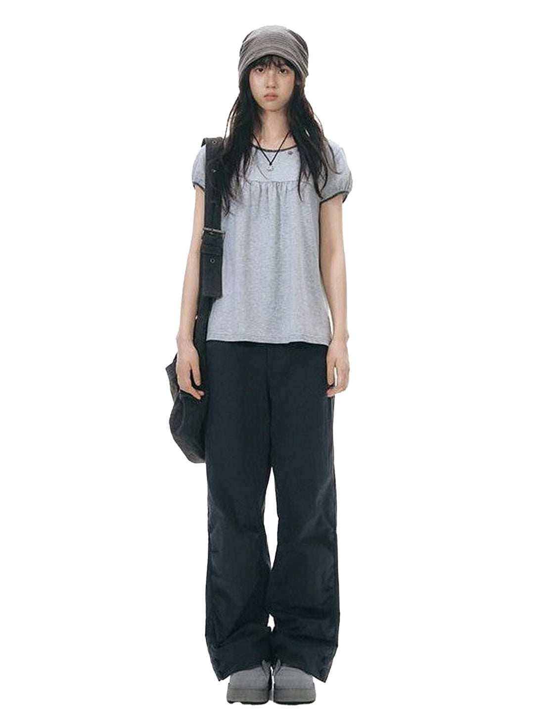 NAPSNAPS Deep Blue Split Pinch Pleat Button Slit Low Waist Women&