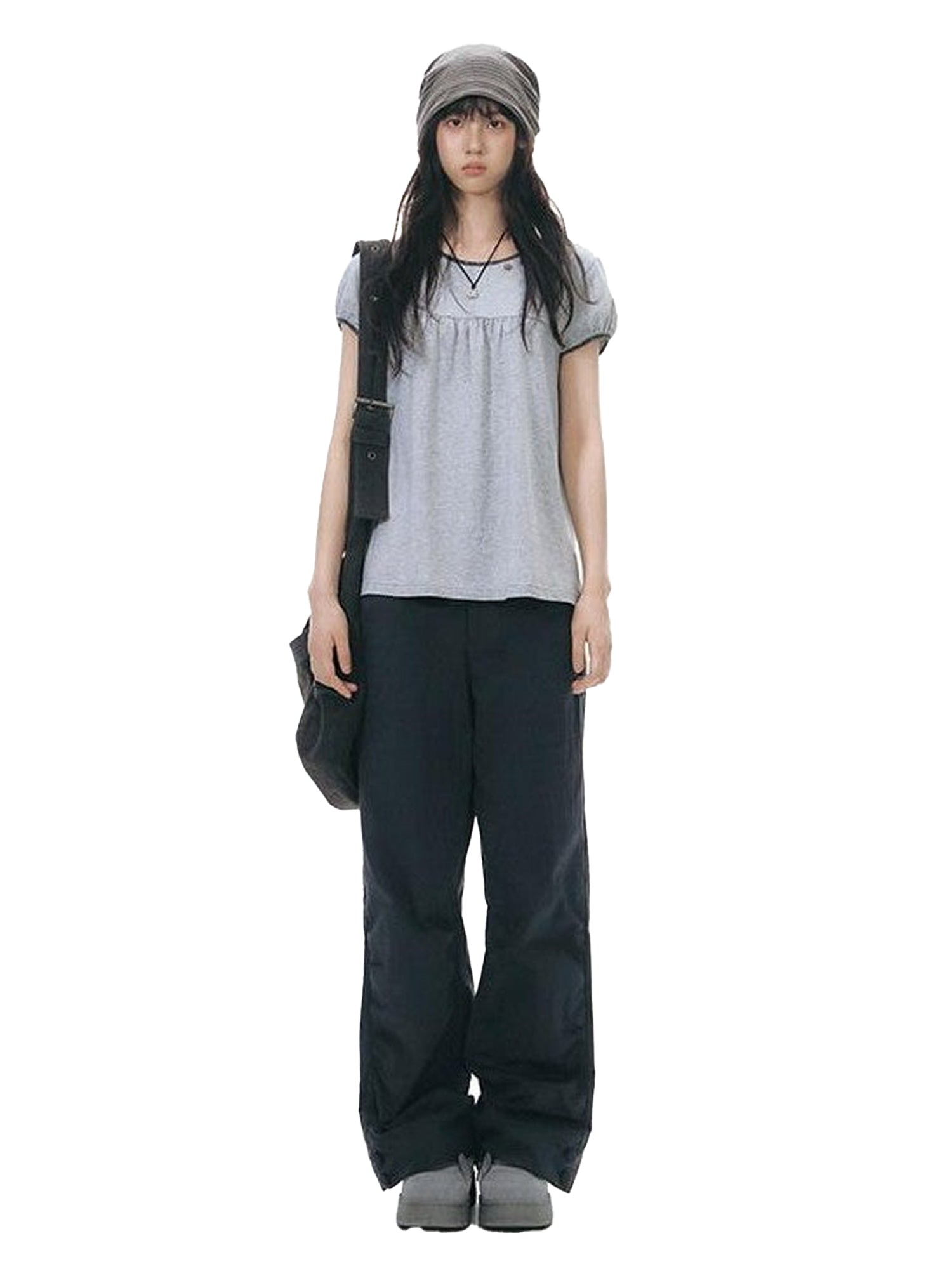 NAPSNAPS Deep Blue Split Pinch Pleat Button Slit Low Waist Women&