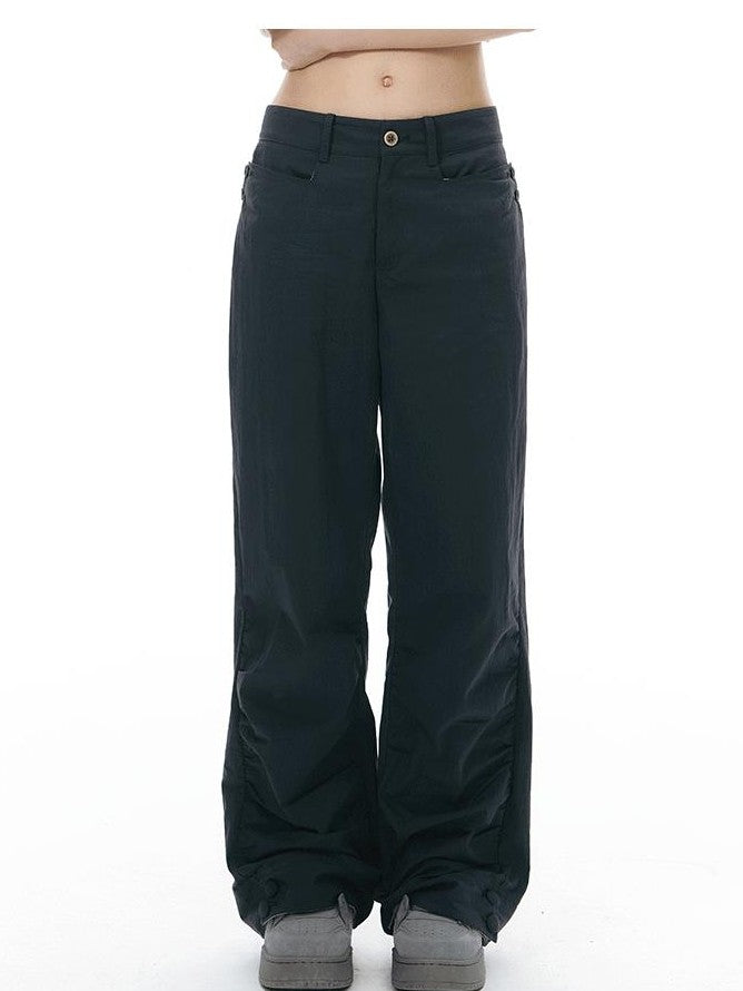 NAPSNAPS Deep Blue Split Pinch Pleat Button Slit Low Waist Women&