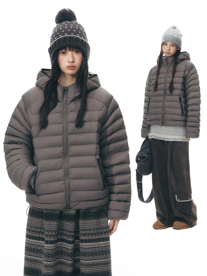 NAPSNAPS Deep Gray Ribbed Quilted Hooded Zippered Women&