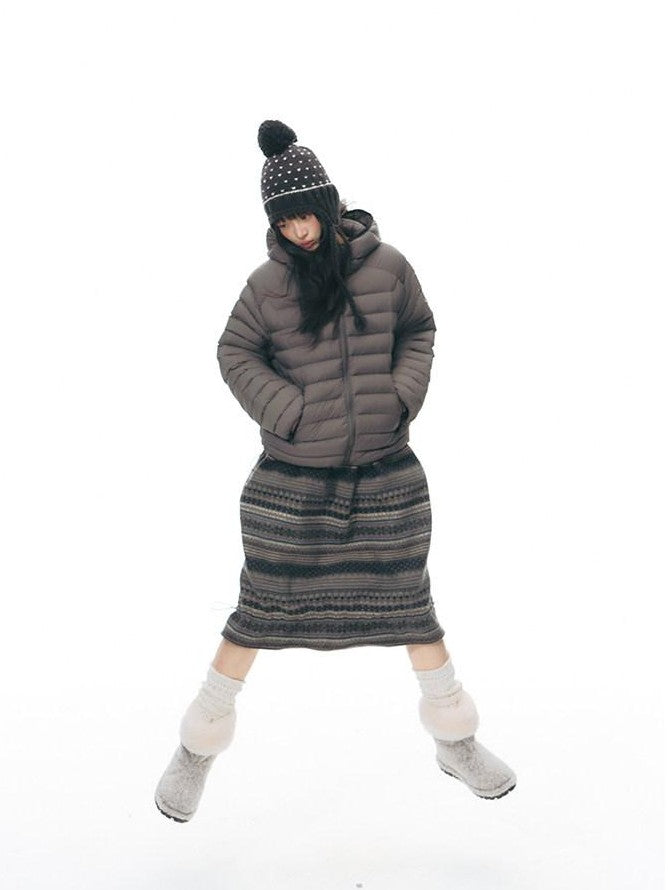 NAPSNAPS Deep Gray Ribbed Quilted Hooded Zippered Women&