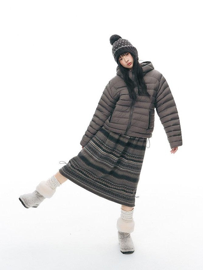 NAPSNAPS Deep Gray Ribbed Quilted Hooded Zippered Women&