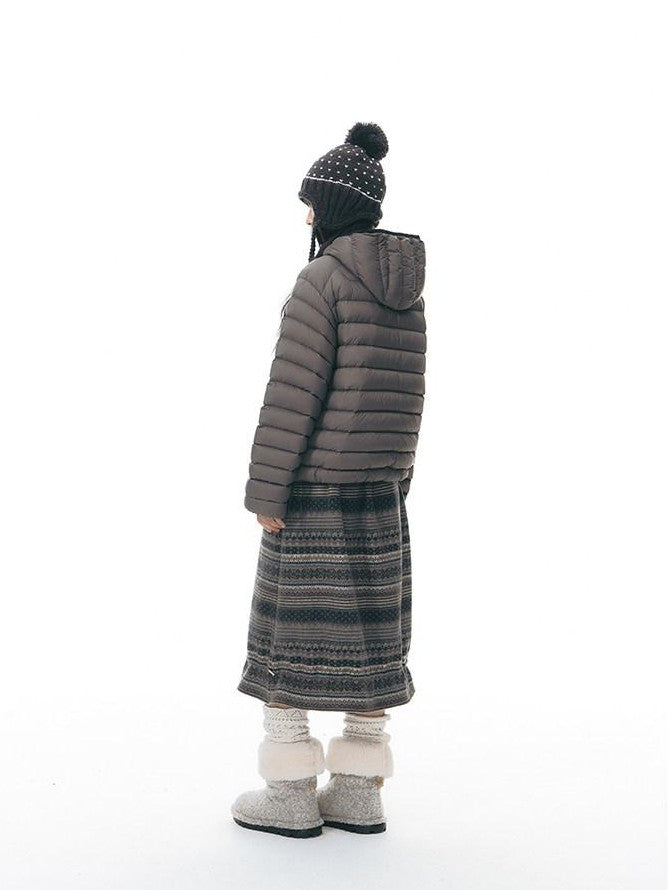 NAPSNAPS Deep Gray Ribbed Quilted Hooded Zippered Women&