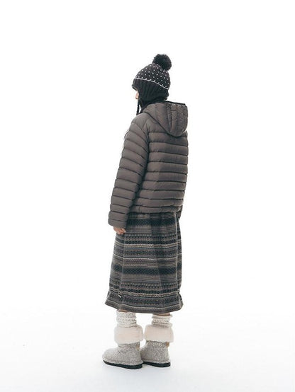 NAPSNAPS Deep Gray Ribbed Quilted Hooded Zippered Women&