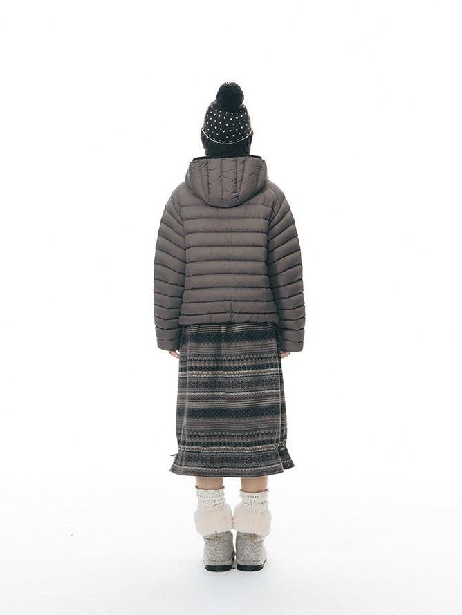 NAPSNAPS Deep Gray Ribbed Quilted Hooded Zippered Women&