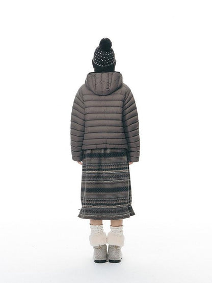 NAPSNAPS Deep Gray Ribbed Quilted Hooded Zippered Women&