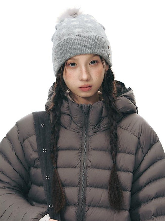 NAPSNAPS Deep Gray Ribbed Quilted Hooded Zippered Women&