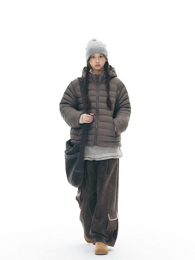 NAPSNAPS Deep Gray Ribbed Quilted Hooded Zippered Women&