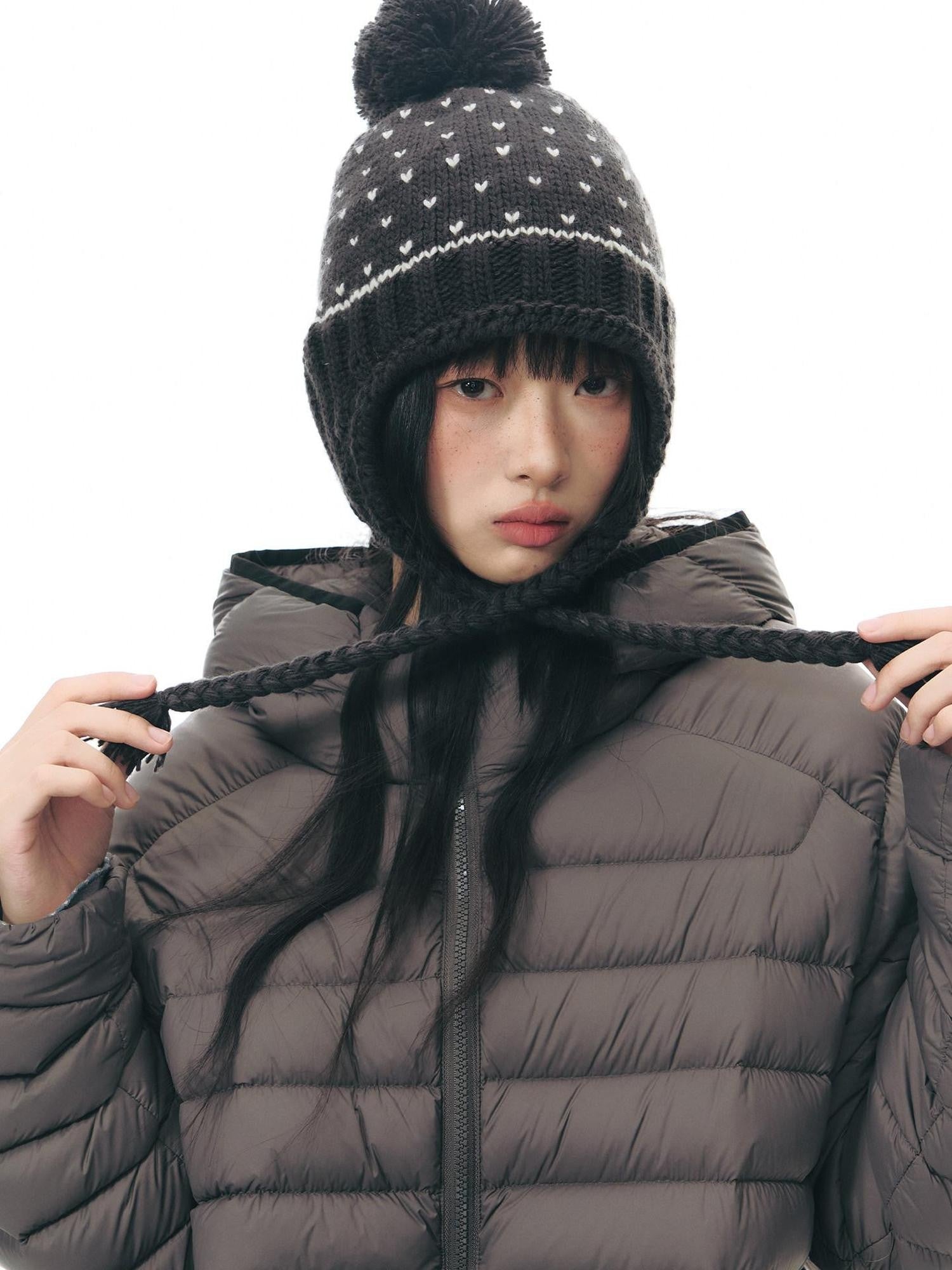 NAPSNAPS Deep Gray Ribbed Quilted Hooded Zippered Women&
