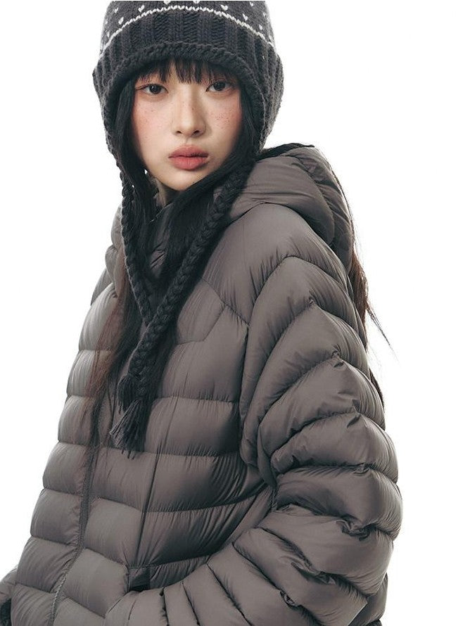NAPSNAPS Deep Gray Ribbed Quilted Hooded Zippered Women&