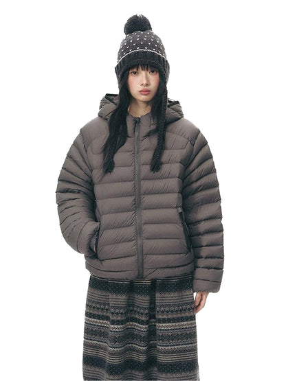 NAPSNAPS Deep Gray Ribbed Quilted Hooded Zippered Women&
