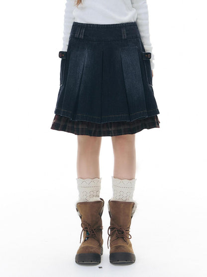 NAPSNAPS Denim Distressed Detachable Fur Collar Polo Collar Women&