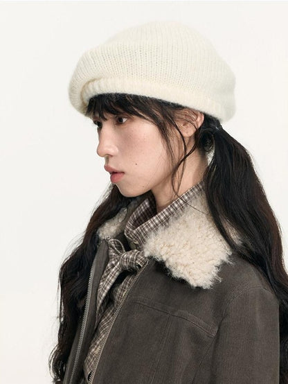 NAPSNAPS Detachable Fur Collar Patchwork Zipper Women&