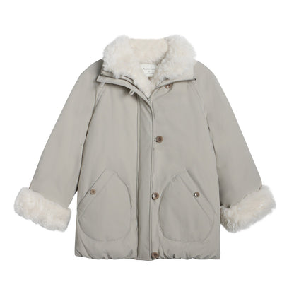 NAPSNAPS_Detachable_Fur_Collar_Stand_Collar_Zipper_Petite_Women&