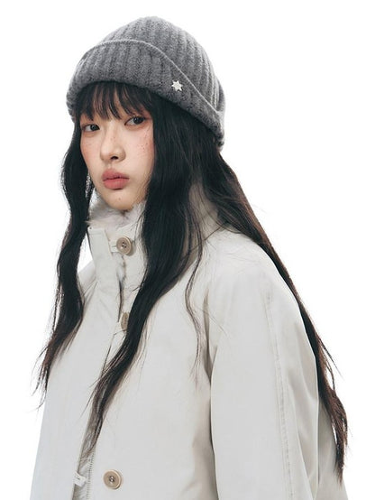 NAPSNAPS Detachable Fur Collar Stand Collar Zipper Petite Women&