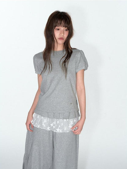 NAPSNAPS Detachable Sailor Collar Tie Puff Sleeve Women&