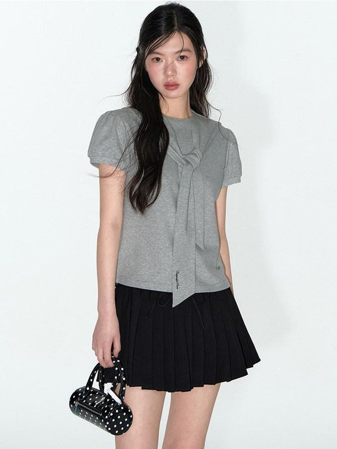 NAPSNAPS Detachable Sailor Collar Tie Puff Sleeve Women&