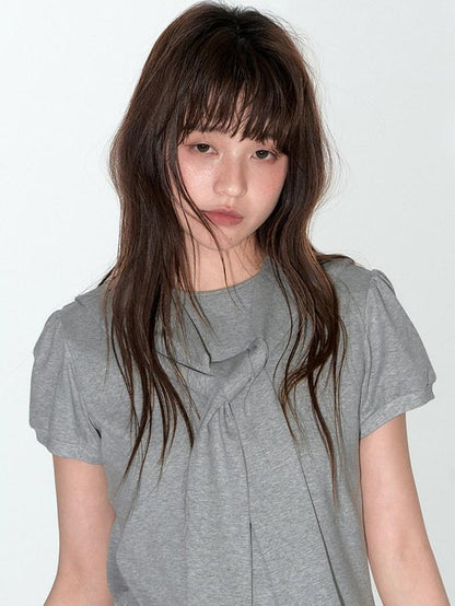 NAPSNAPS Detachable Sailor Collar Tie Puff Sleeve Women&