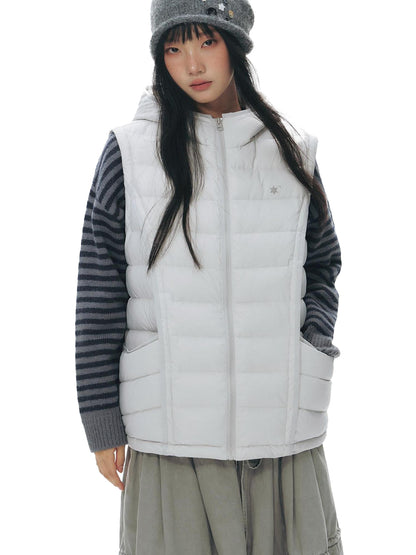 NAPSNAPS Detachable Sleeve Hooded Ribbed Women&