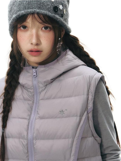 NAPSNAPS Detachable Sleeve Hooded Ribbed Women&