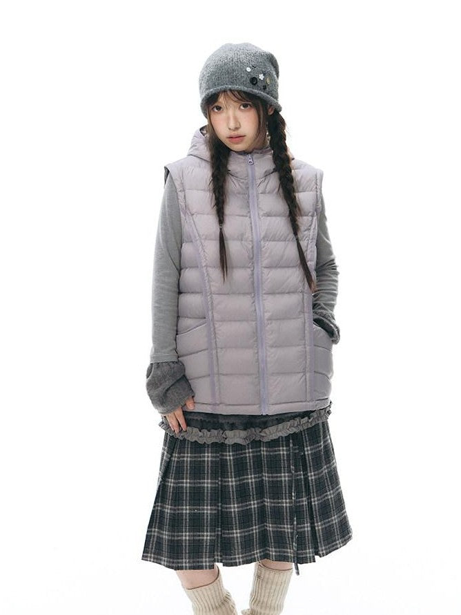 NAPSNAPS Detachable Sleeve Hooded Ribbed Women&