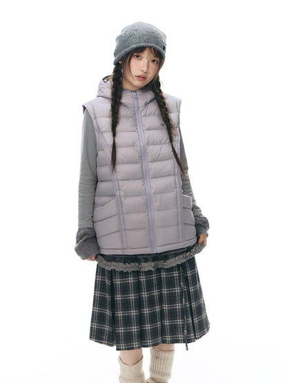 NAPSNAPS Detachable Sleeve Hooded Ribbed Women&