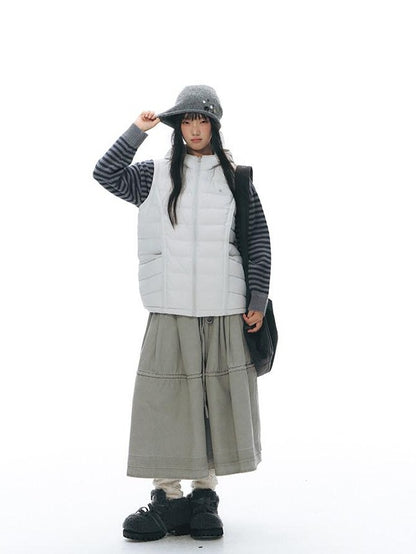 NAPSNAPS Detachable Sleeve Hooded Ribbed Women&