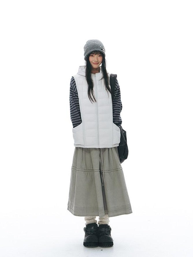 NAPSNAPS Detachable Sleeve Hooded Ribbed Women&