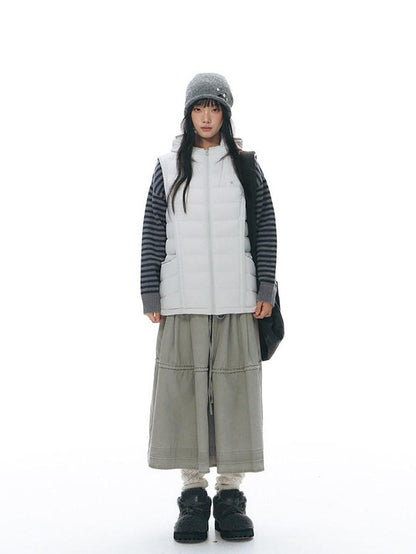 NAPSNAPS Detachable Sleeve Hooded Ribbed Women&